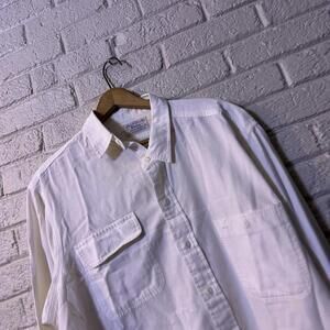 Vintage 80s‎ Polo Ralph Lauren Snap White Cotton Men's Western Shirt Size XL